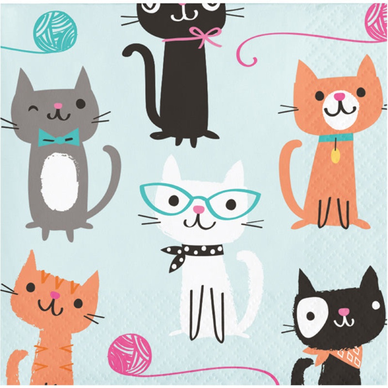 Purr-Fect Cat Party Beverage Napkins (16/Pkg)