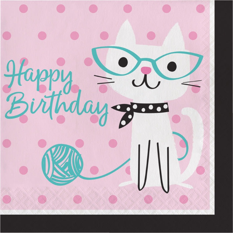 Purr-Fect Cat Party Birthday Napkins (16/Pkg)