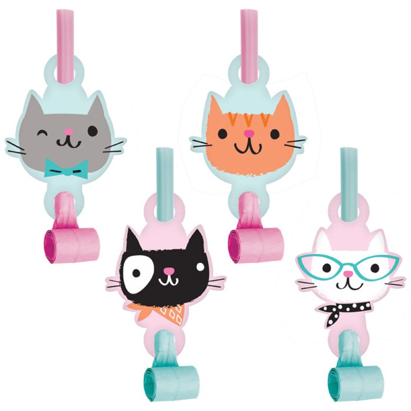 Purr-Fect Cat Party Blowouts w/Medallion (8/Pkg)