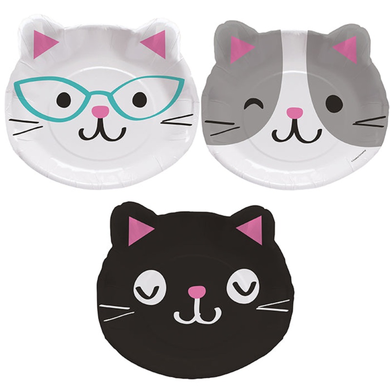 Purr-Fect Cat Party Paper Plate 9" Asstd Kittens (8/Pkg)