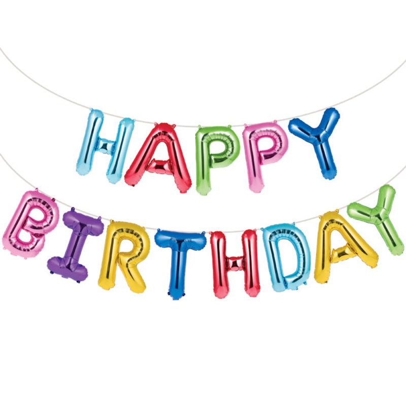 Rainbow Foil Birthday Balloon Banner (13/Pkg)