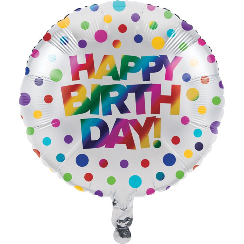 Rainbow Foil Birthday Metallic Balloon, 18"