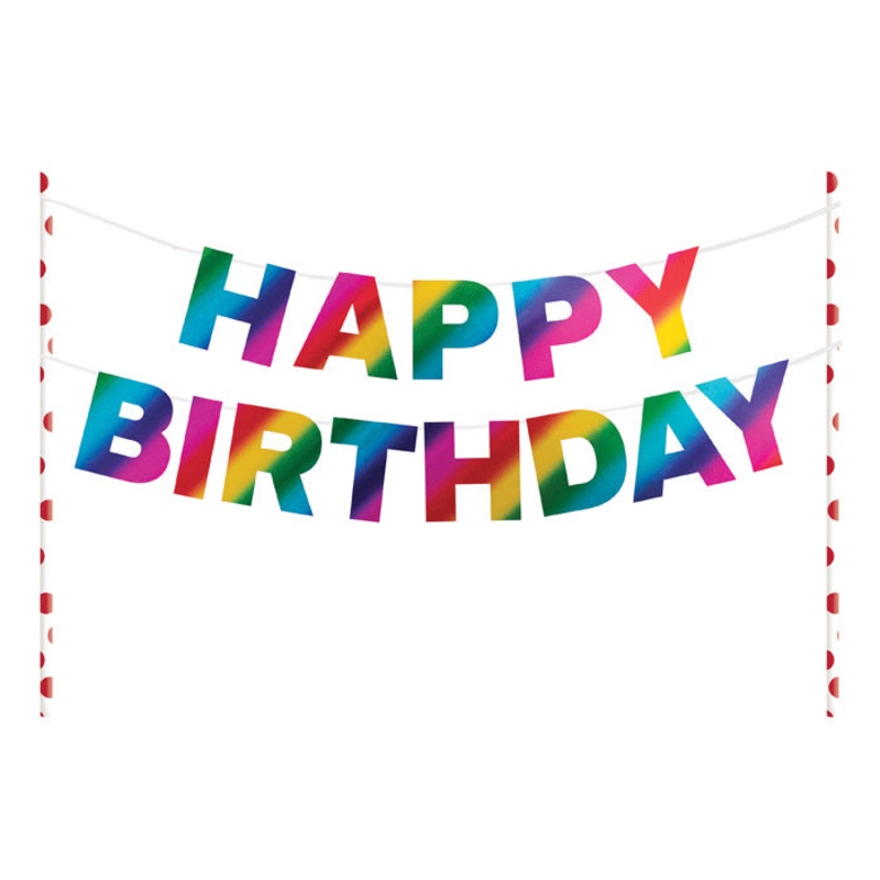 Rainbow Foil Happy Birthday Cake Banner