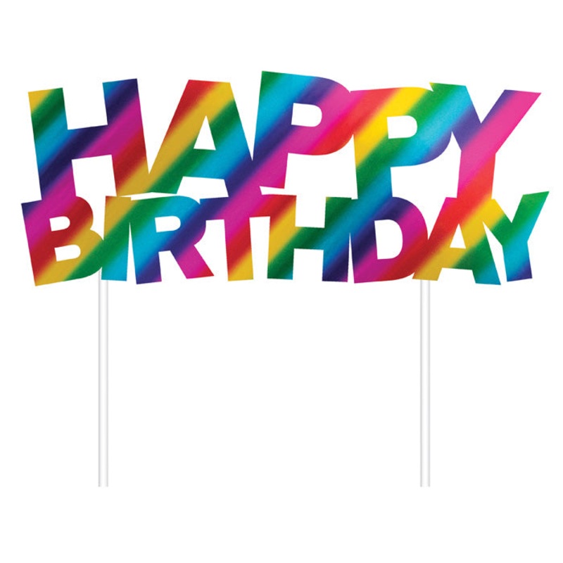 Rainbow Foil Happy Birthday Cake Topper