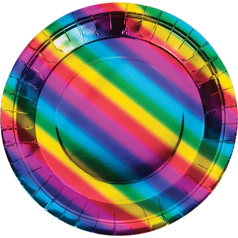 Rainbow Foil Paper Plates (8/Pkg)