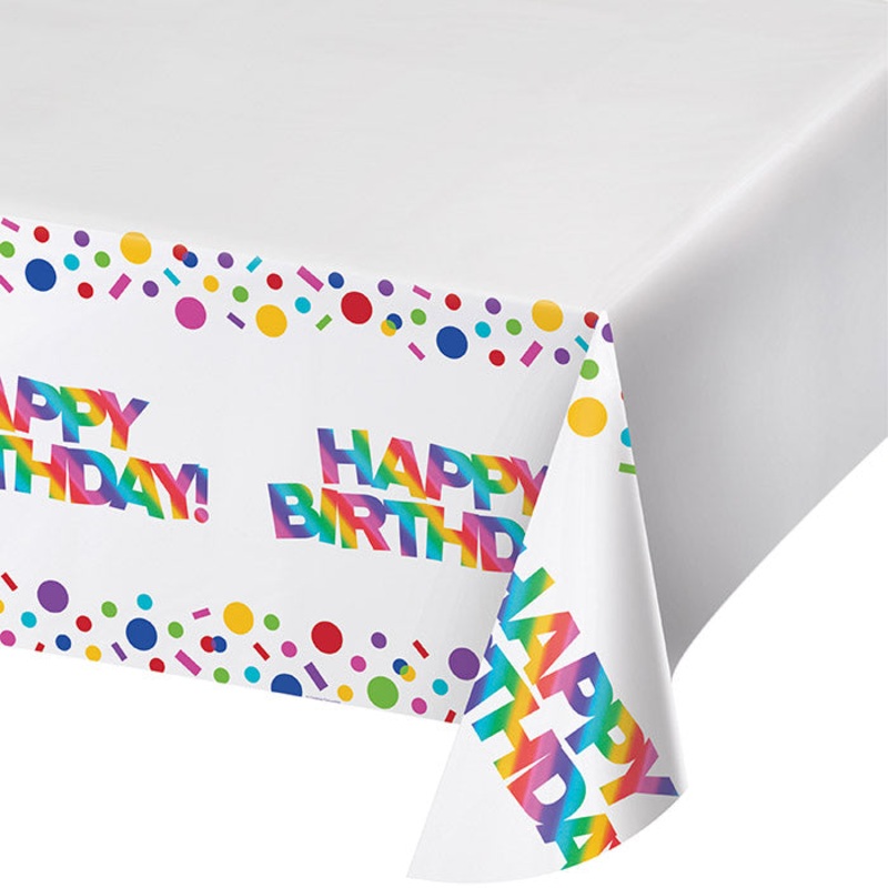 Rainbow Foil Plastic Tablecover, 54" X 102"