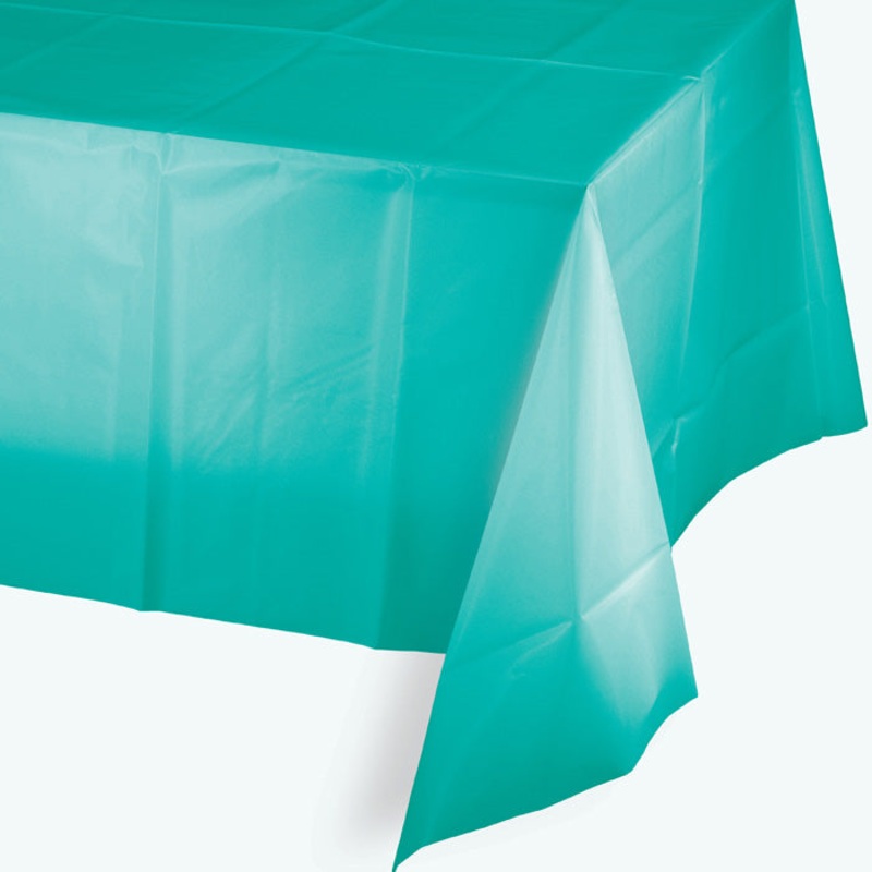 Teal Lagoon Tablecover Plastic 54" X 108"
