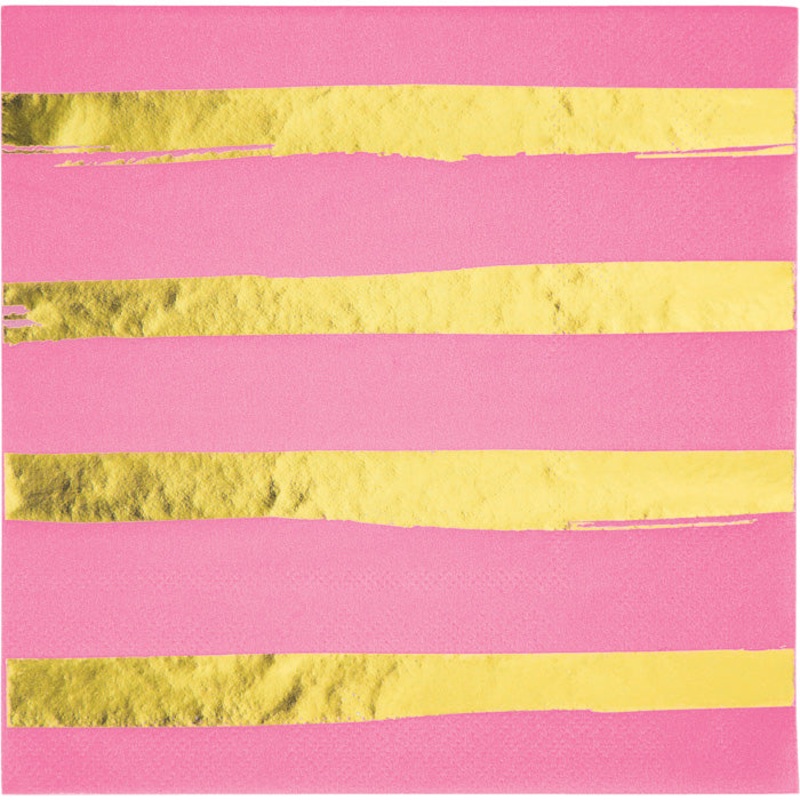Toc Candy Pink Foil Luncheon Napkin 3Ply, Foil Stamp (16/Pkg)