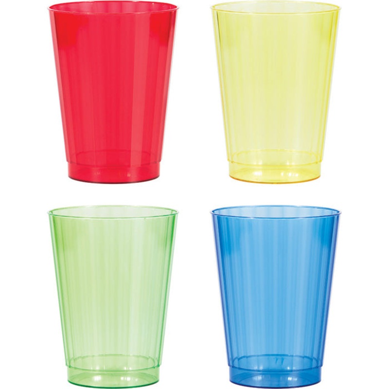 Assorted Colors 12 Oz Plastic Cups (12/Pkg)