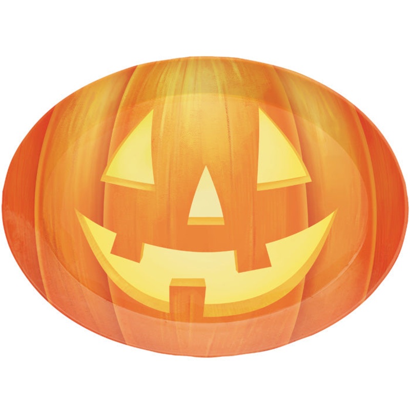 Halloween Pumpkin Plastic Tray, 10 X 14 Oval