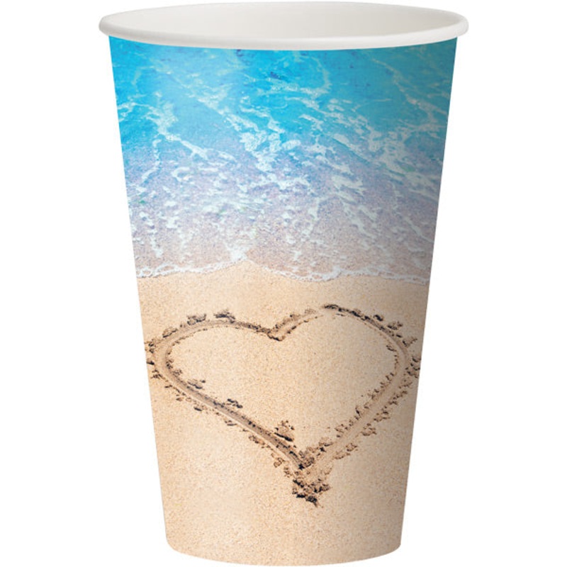 Beach Love Hot/Cold Paper Cups 12 Oz (8/Pkg)