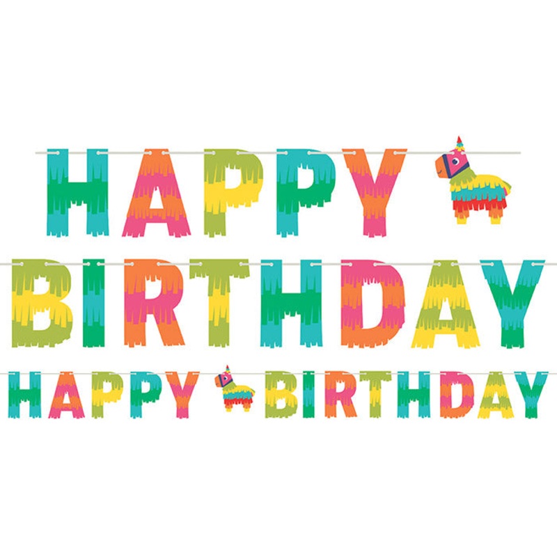 Fiesta Fun Happy Birthday Banner w/Twine