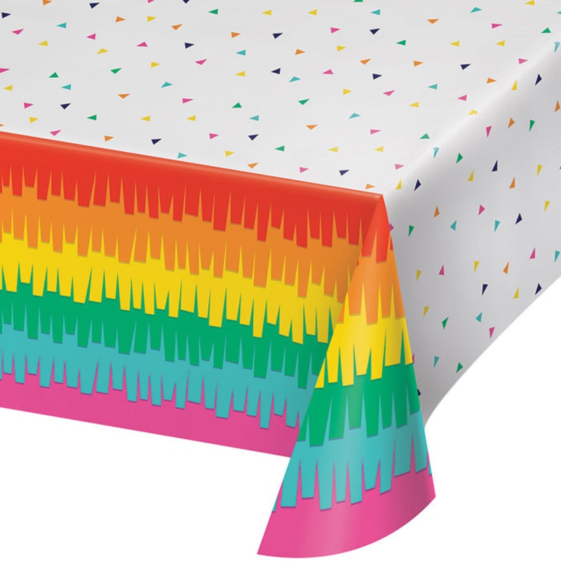 Fiesta Fun Plastic Tablecover All Over Print, 54" X 102"