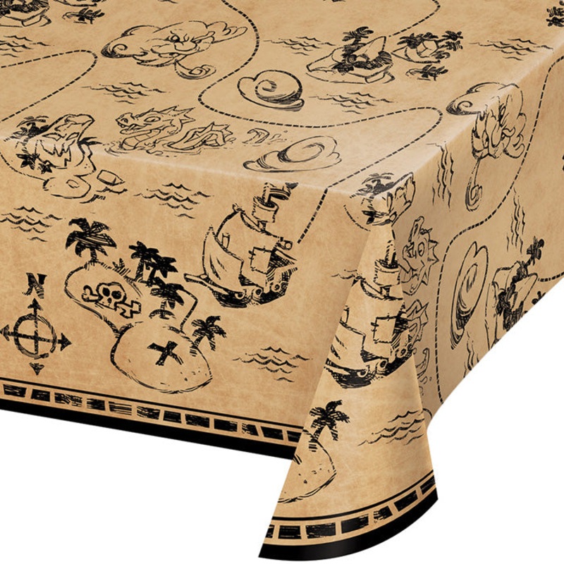 Pirate Treasure Plastic Tablecover All Over Print, 54" X 102"