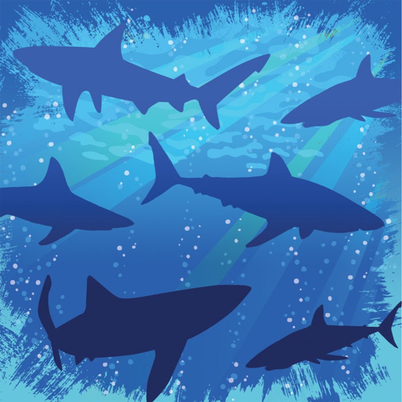 Shark Splash Beverage Napkin, 3 Ply (16/Pkg)