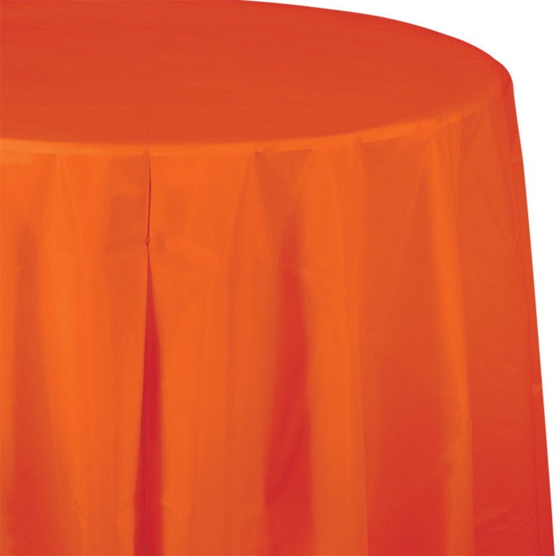 Sunkissed Orange 82" Round Plastic Tablecover