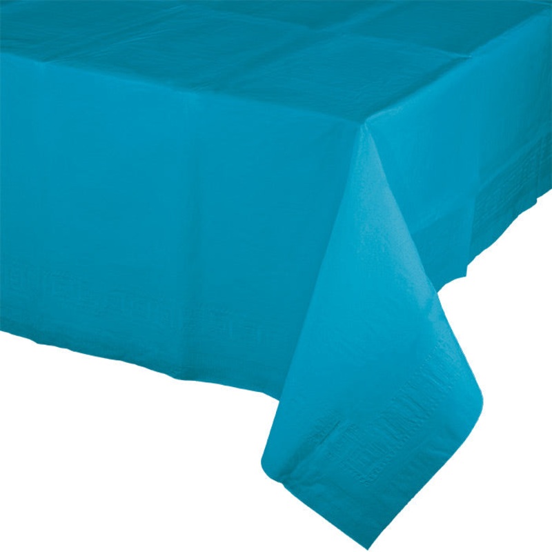 Turquoise Tablecover 54"X 108" Polylined Tissue