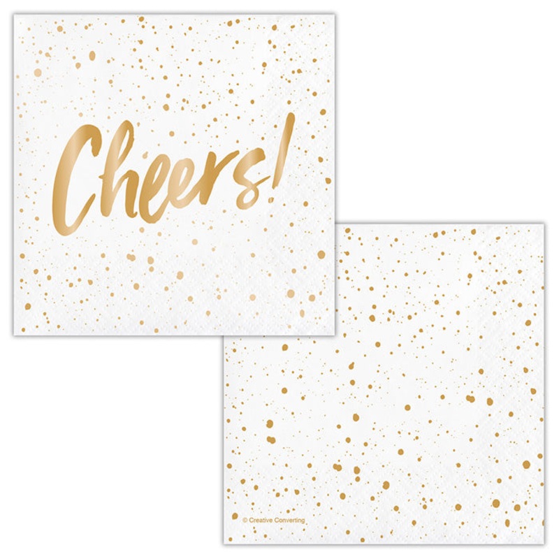 Cheers Gold Foil Beverage Napkins By Elise (24/Pkg)