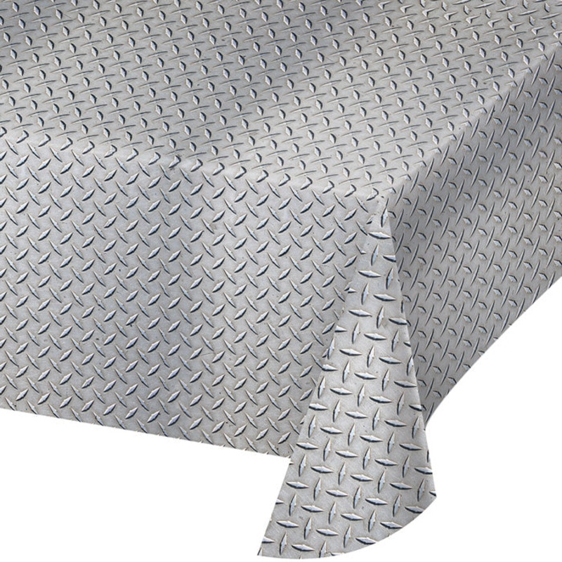 Diamond Plate Plastic Tablecover 54" X 108"