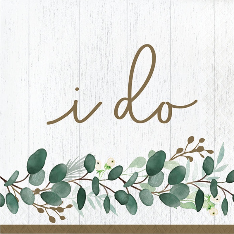 Eucalyptus Greens "I Do" Luncheon Napkin (16/Pkg)