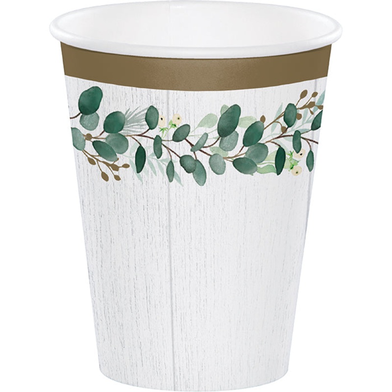 Eucalyptus Greens Paper Paper Hot/Cold Cups 12Oz (8/Pkg)