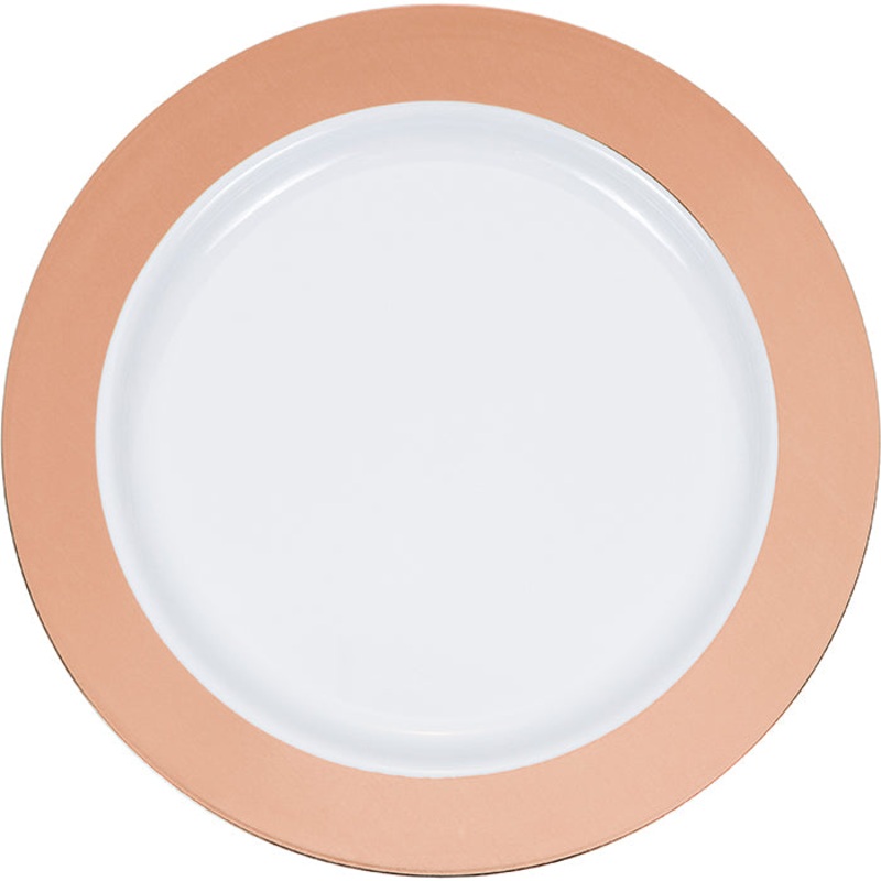 9" Rose Gold Rim Plastic Plate (10/Pkg)