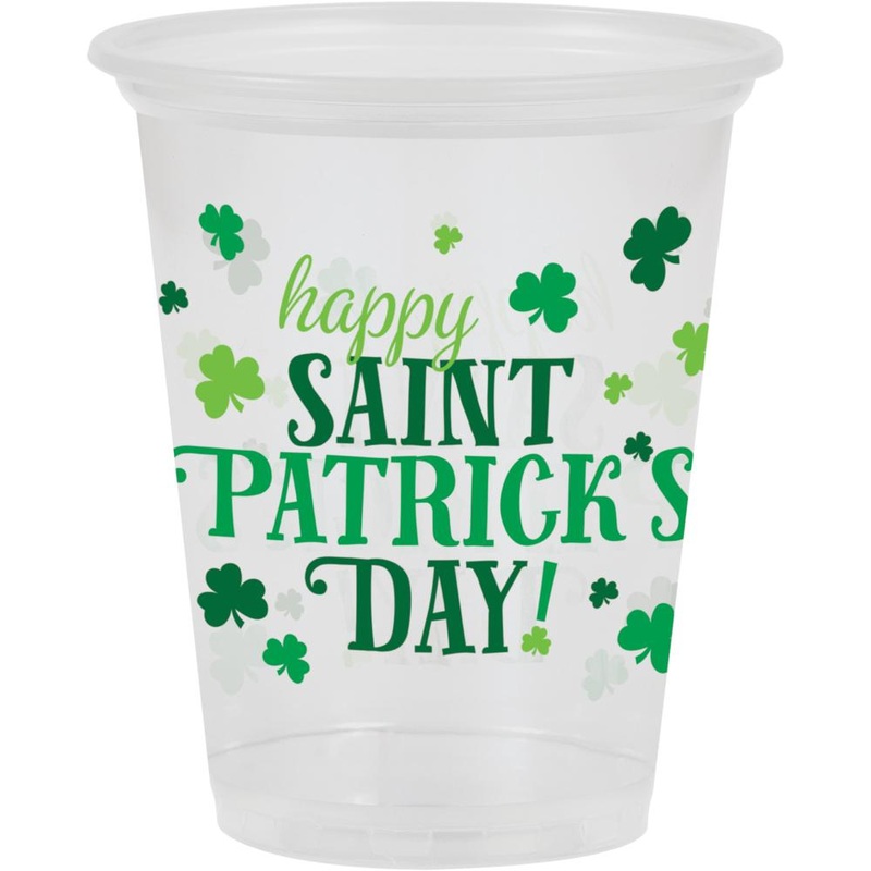 Clear Happy St Pats 16Oz Plastic Cup (8/Pkg)