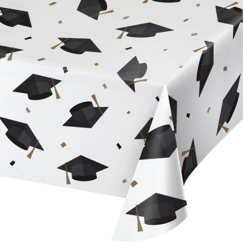 Grad Cap Toss Paper Tablecover 54" X 102"