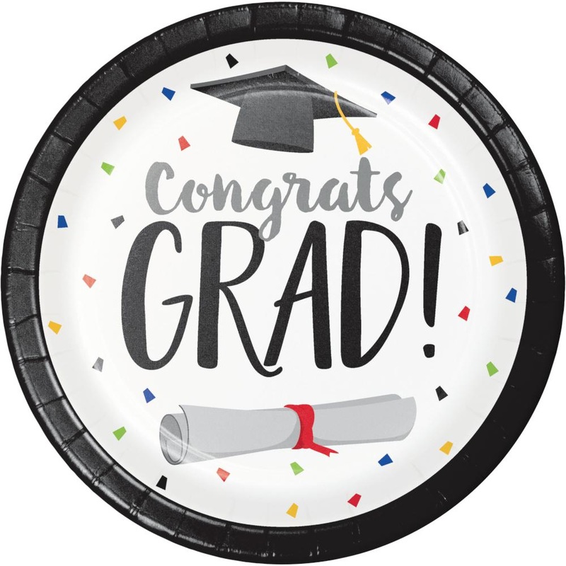 Graduation Fun Congrats Grad Dessert Plate (8/Pkg)