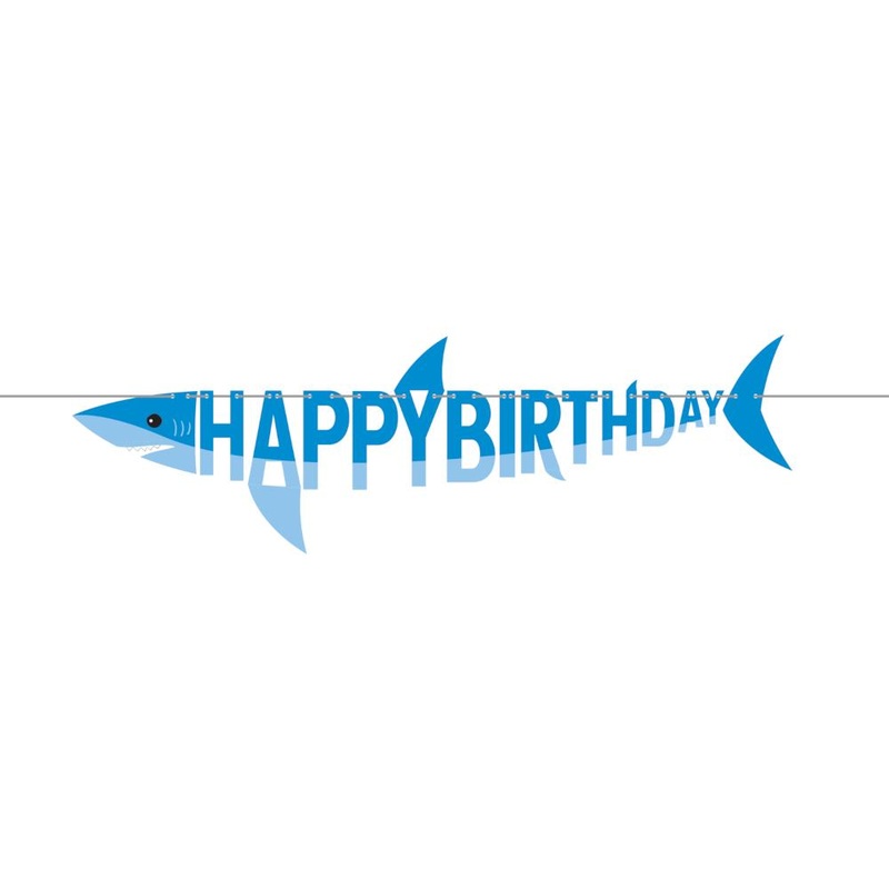 Shark Party Banner w/Ribbon