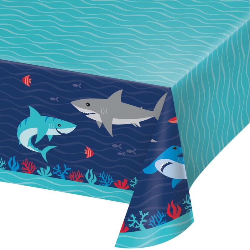 Shark Party Paper Tablecover, 54"x102"