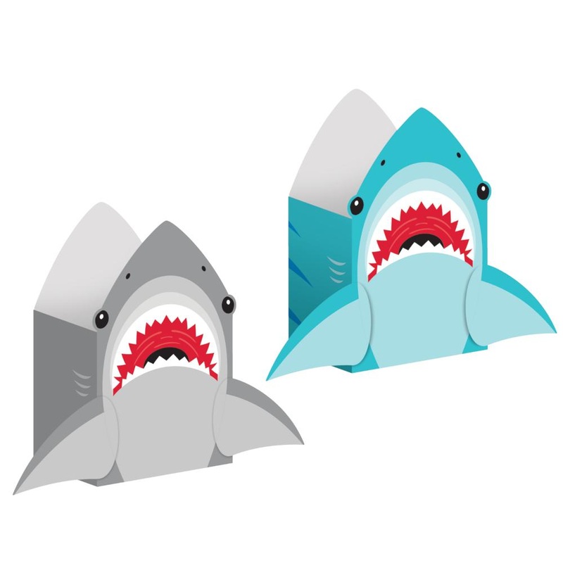 Shark Party Paper Treat Bag w/Attachments (8/Pkg)