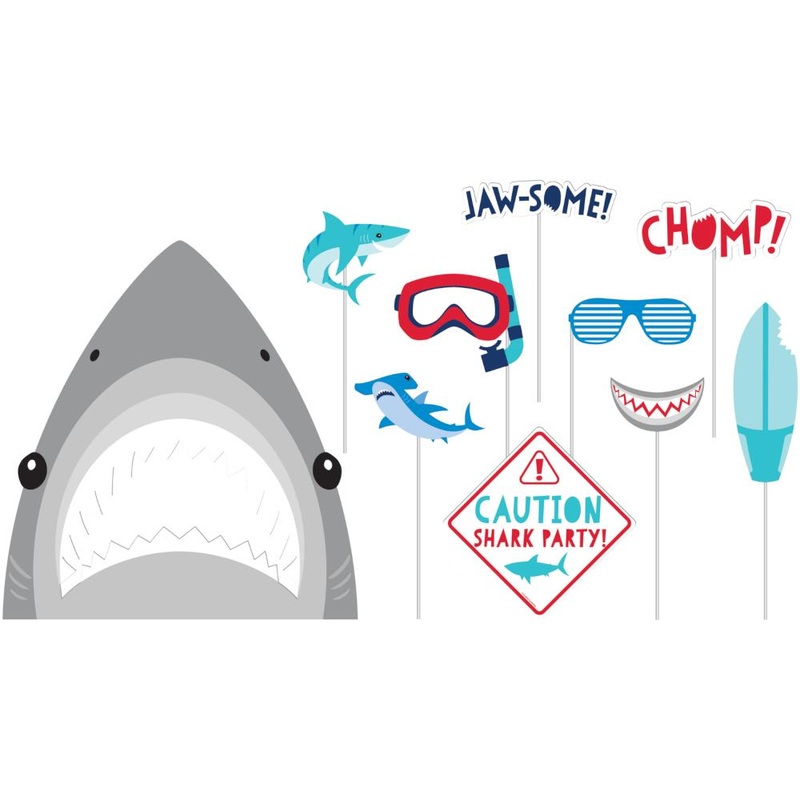 Shark Party Photo Booth Props (10/Pkg)
