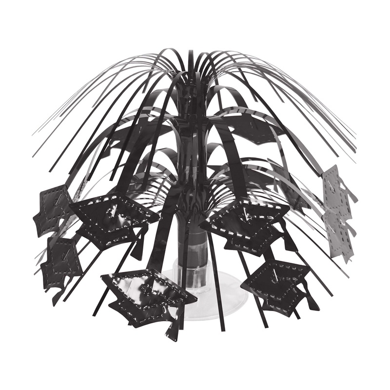 12 Pack Beistle Black Grad Cap Mini Cascade Centerpiece