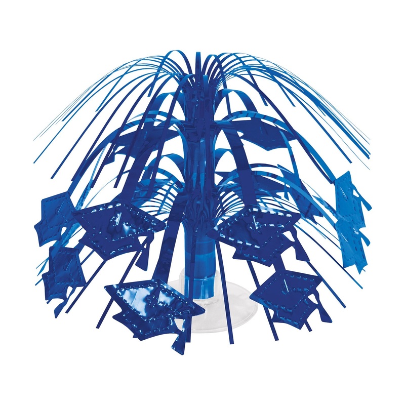 12 Pack Beistle Blue Grad Cap Mini Cascade Centerpiece