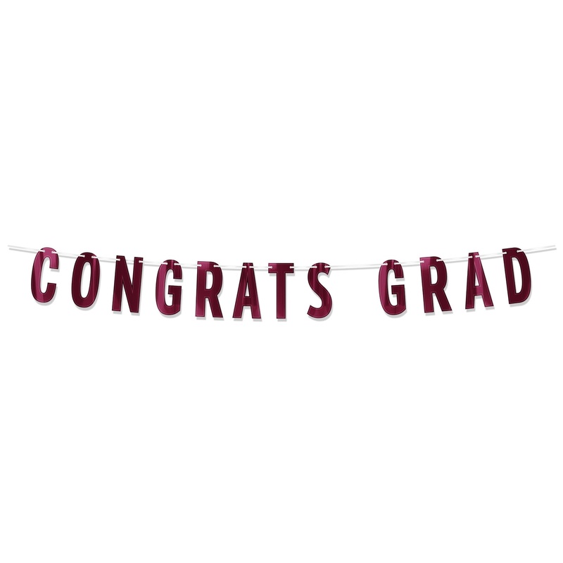 12 Pack Beistle Burgundy Foil Congrats Grad Streamer