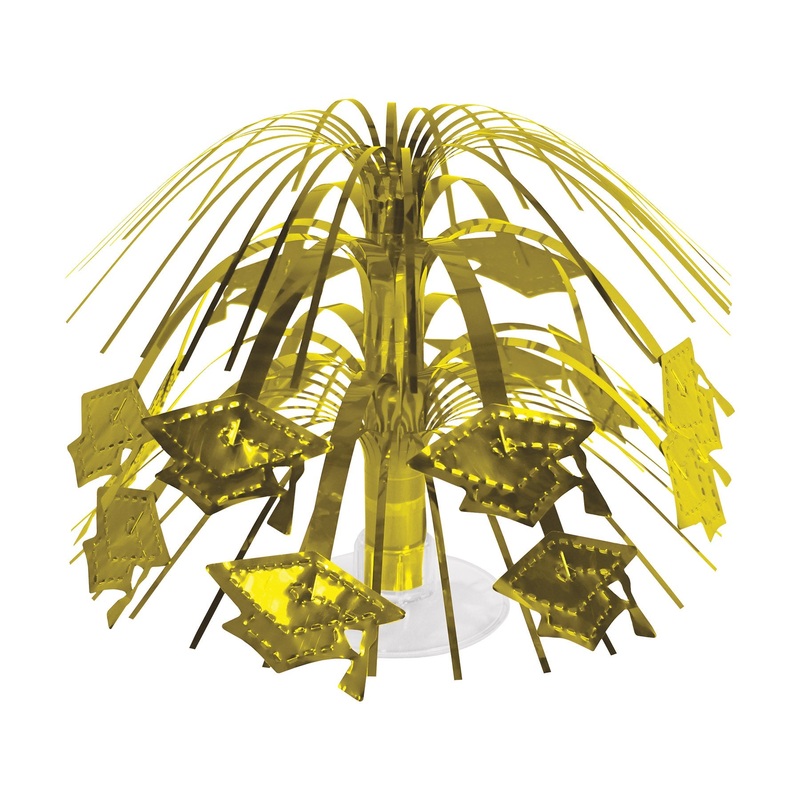 12 Pack Beistle Gold Grad Cap Mini Cascade Centerpiece