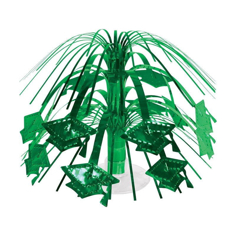 12 Pack Beistle Green Grad Cap Mini Cascade Centerpiece