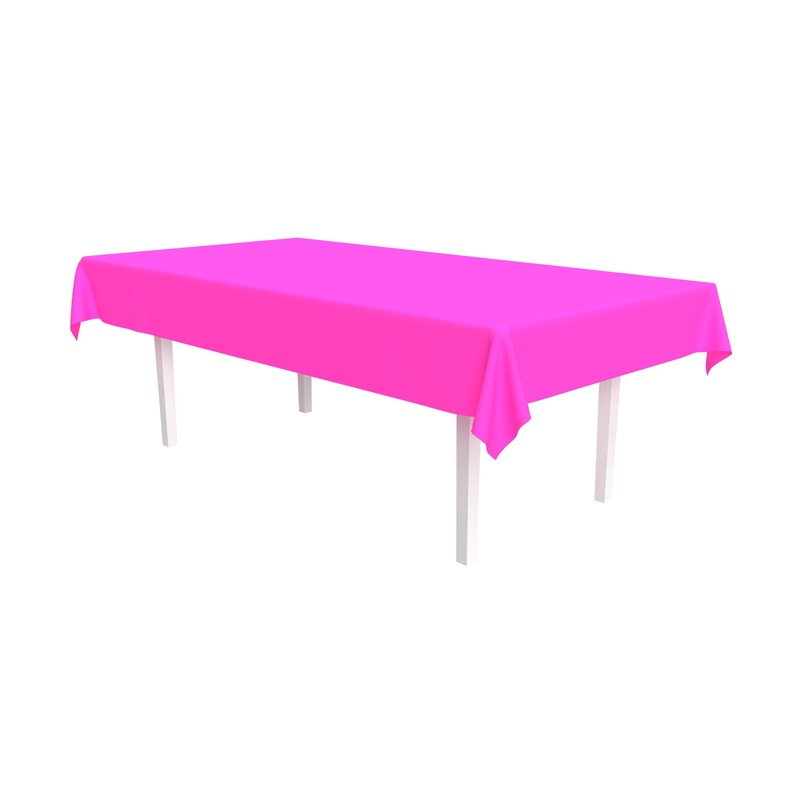 12 Pack Beistle Neon Pink Plastic Rectangular Tablecover