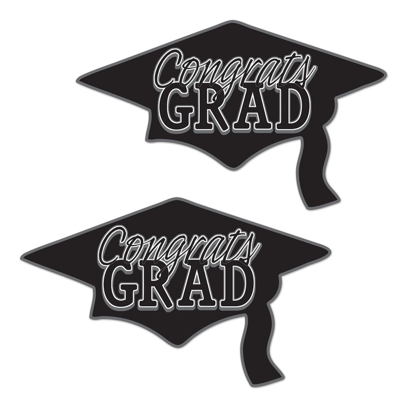 24 Pack Beistle Black Congrats Grad Cutout Decorations