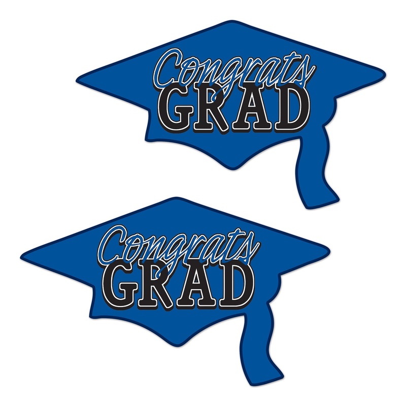 24 Pack Beistle Blue Congrats Grad Cutout Decorations