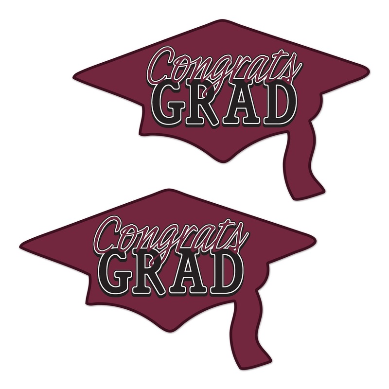 24 Pack Beistle Burgundy Congrats Grad Cutout Decorations
