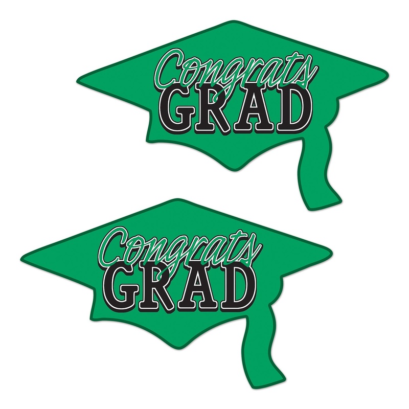 24 Pack Beistle Green Congrats Grad Cutout Decorations
