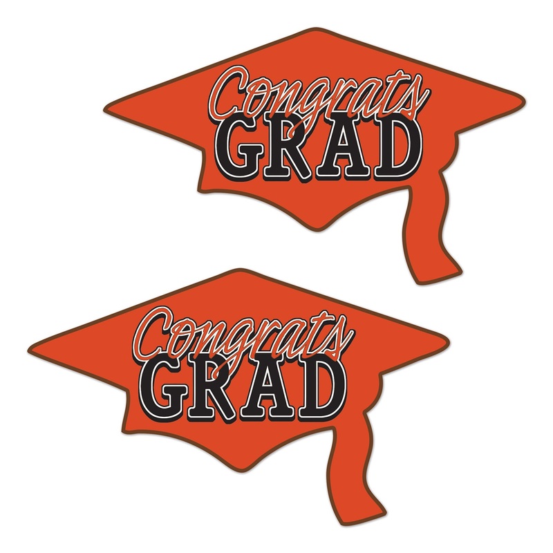 24 Pack Beistle Orange Congrats Grad Cutout Decorations