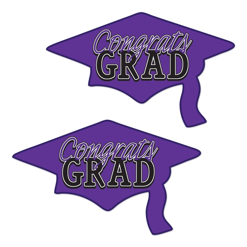 24 Pack Beistle Purple Congrats Grad Cutout Decorations