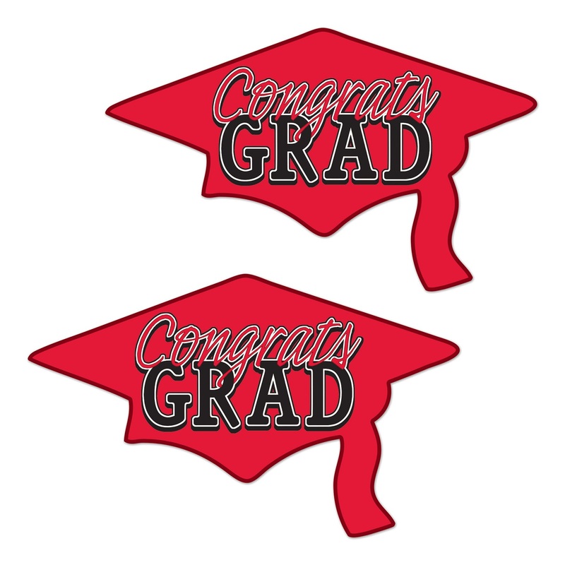 24 Pack Beistle Red Congrats Grad Cutout Decorations