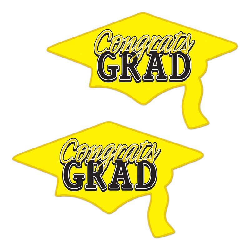 24 Pack Beistle Yellow Congrats Grad Cutout Decorations
