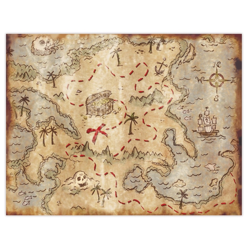 48 Pack Beistle Plastic Treasure Map Placemats