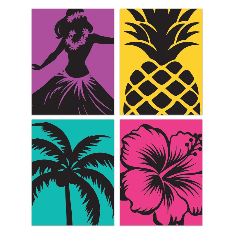 48 Piece Beistle Luau Silhouette Decorations