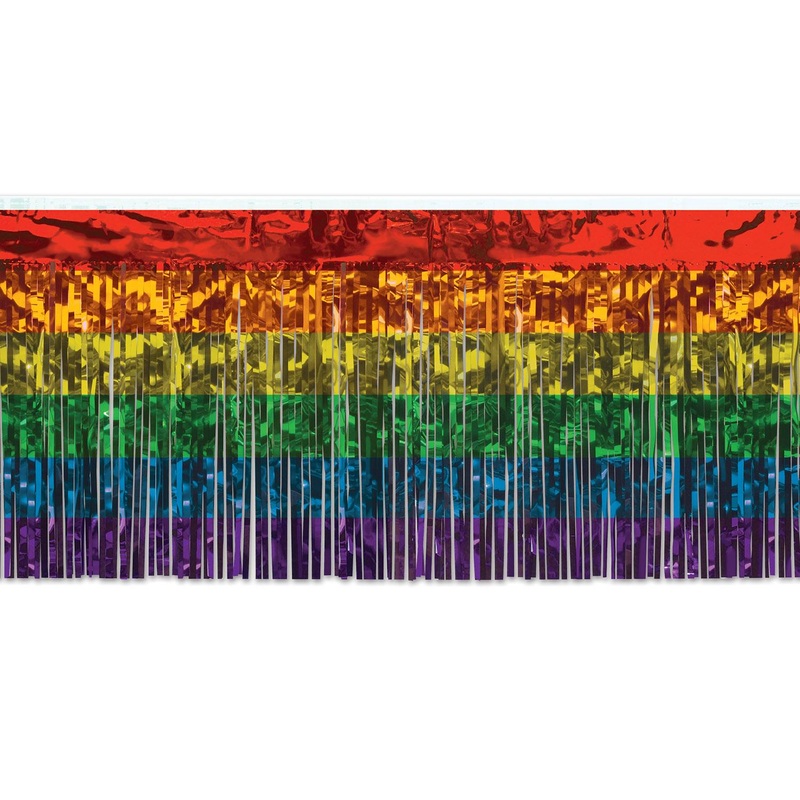 6 Pack Beistle Packaged 1-Ply Metallic Party Table Skirt - rainbow